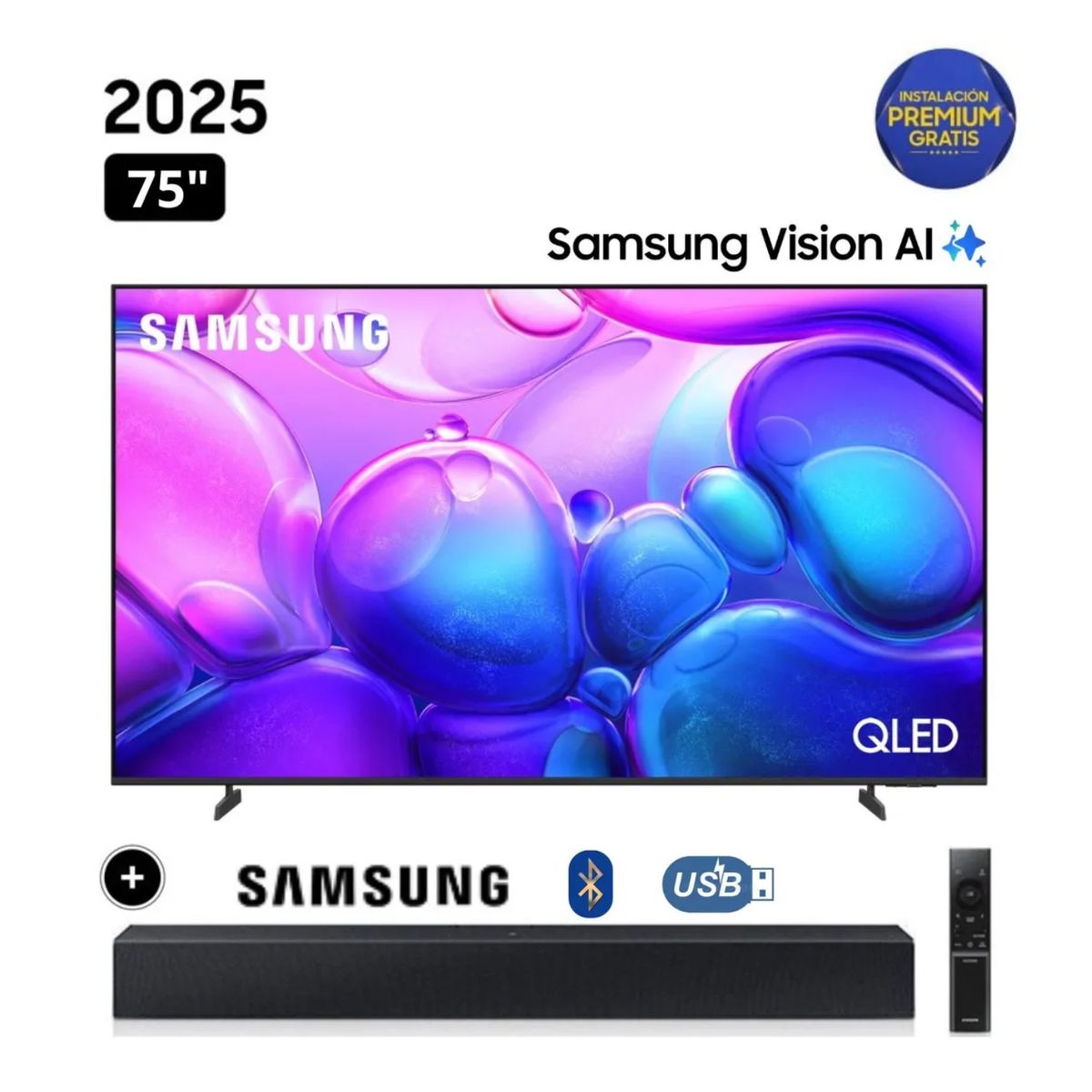 SAMSUNG - Televisor Samsung QLED 75 Smart TV 4K QN75Q6FA + Soundbar HW-B400F
