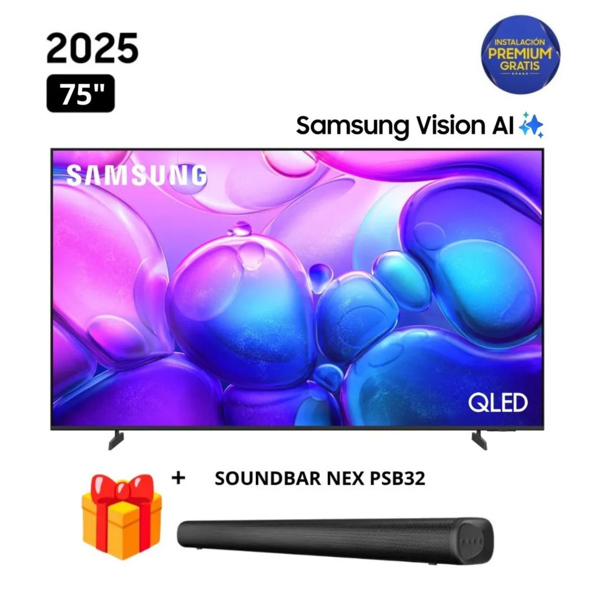 SAMSUNG - Televisor Samsung QLED 75 Smart TV 4K QN75Q6FA + Soundbar Nex