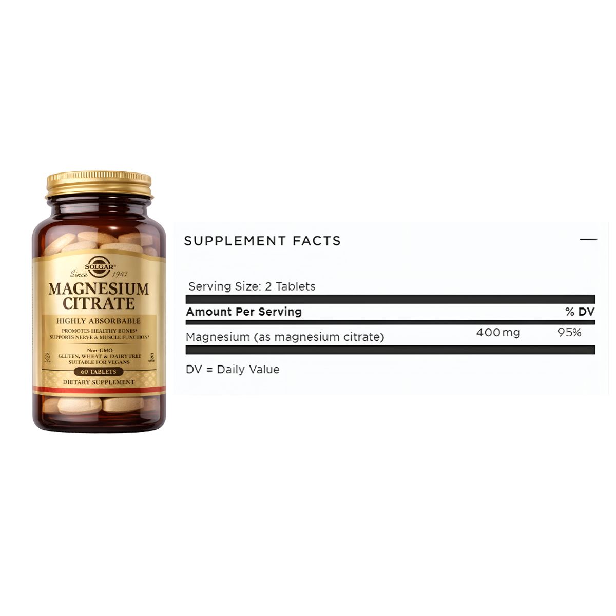 SOLGAR - Citrato Magnesio Solgar / Magnesium Citrate - 60 Tabletas