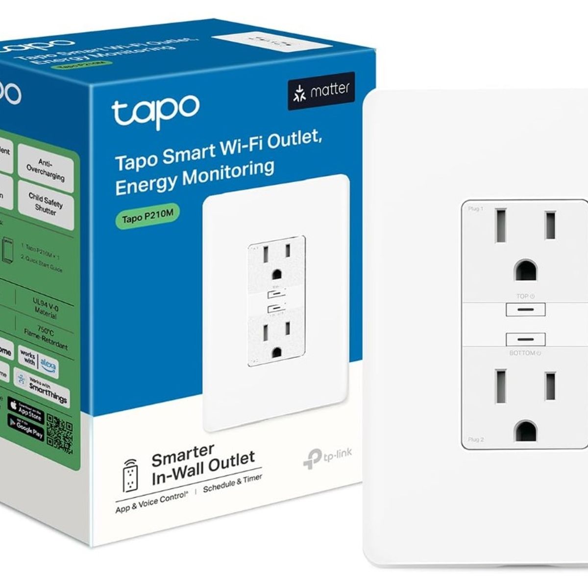 TP LINK - TP-Link Tapo P210M Smart Plug  Enchufe Inteligente Wi-Fi con Matter y Monitoreo de Energía