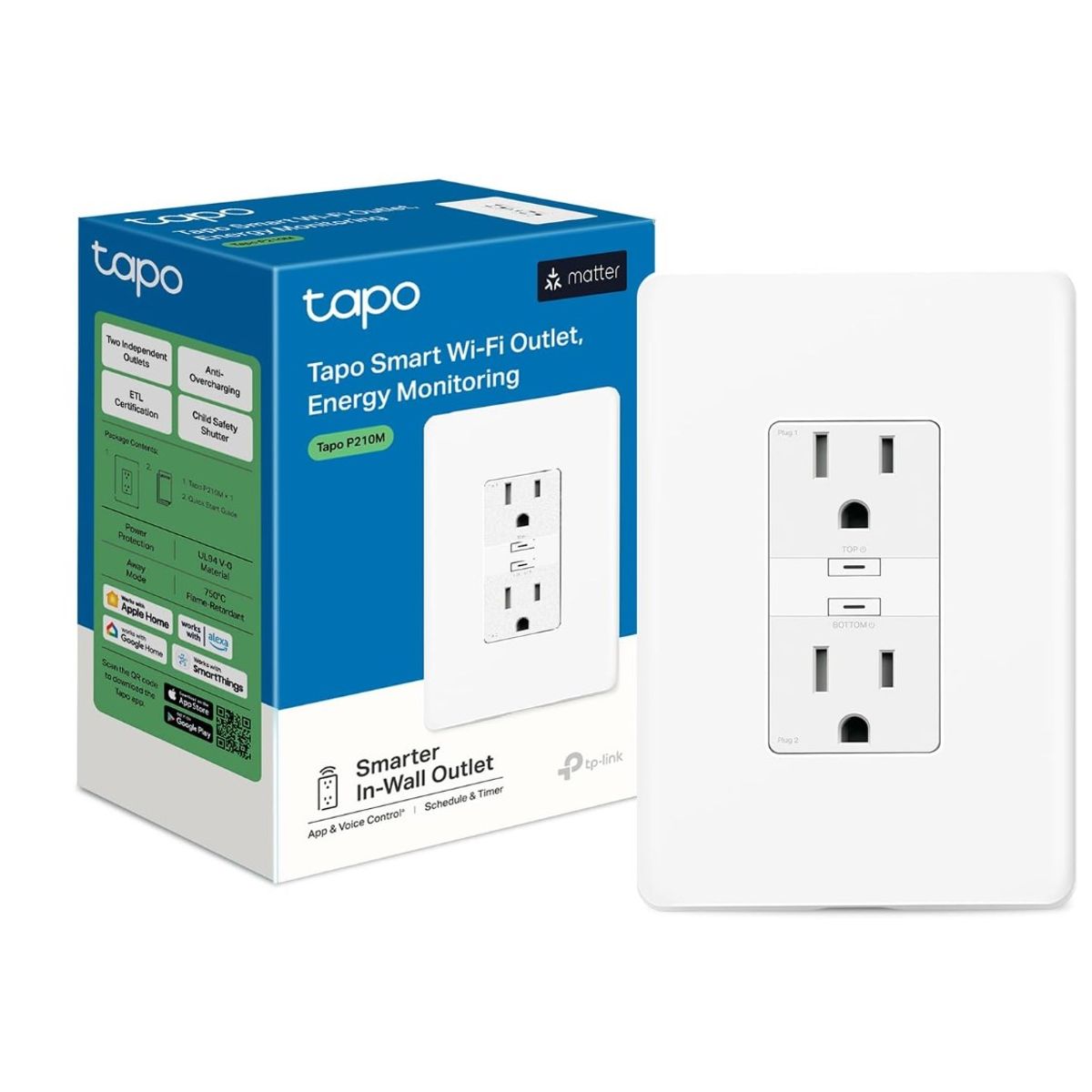 TP LINK - TP-Link Tapo P210M Smart Plug  Enchufe Inteligente Wi-Fi con Matter y Monitoreo de Energía