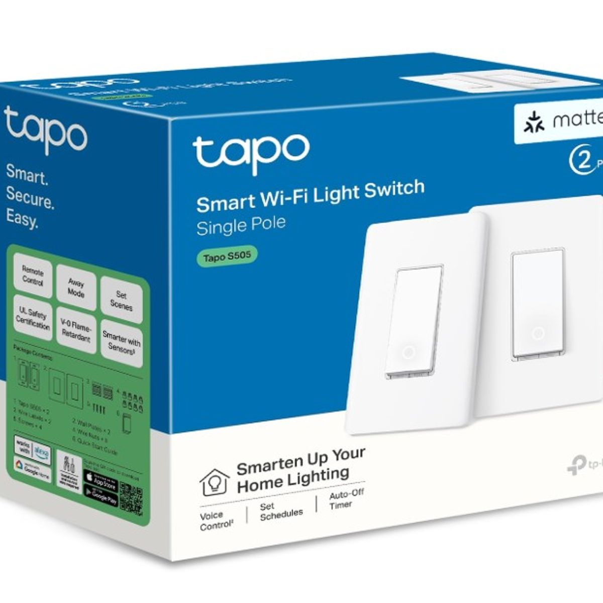 TP LINK - TP-Link Tapo S505 Interruptor Inteligente de Luz Matter Paquete de 2