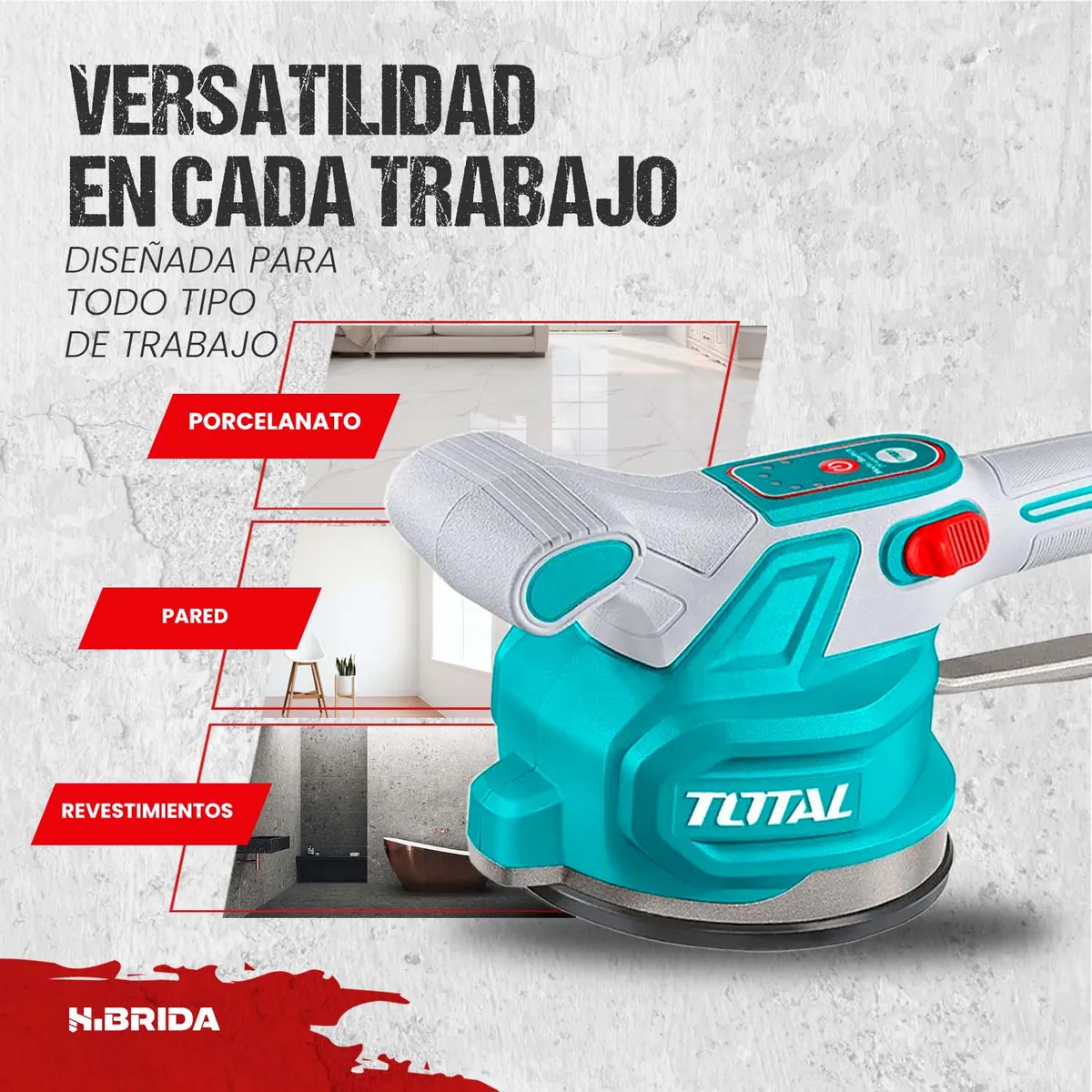 TOTAL TOOLS - Ventosa Vibradora Porcelanato 130mm 60kg Total Ttvli20018