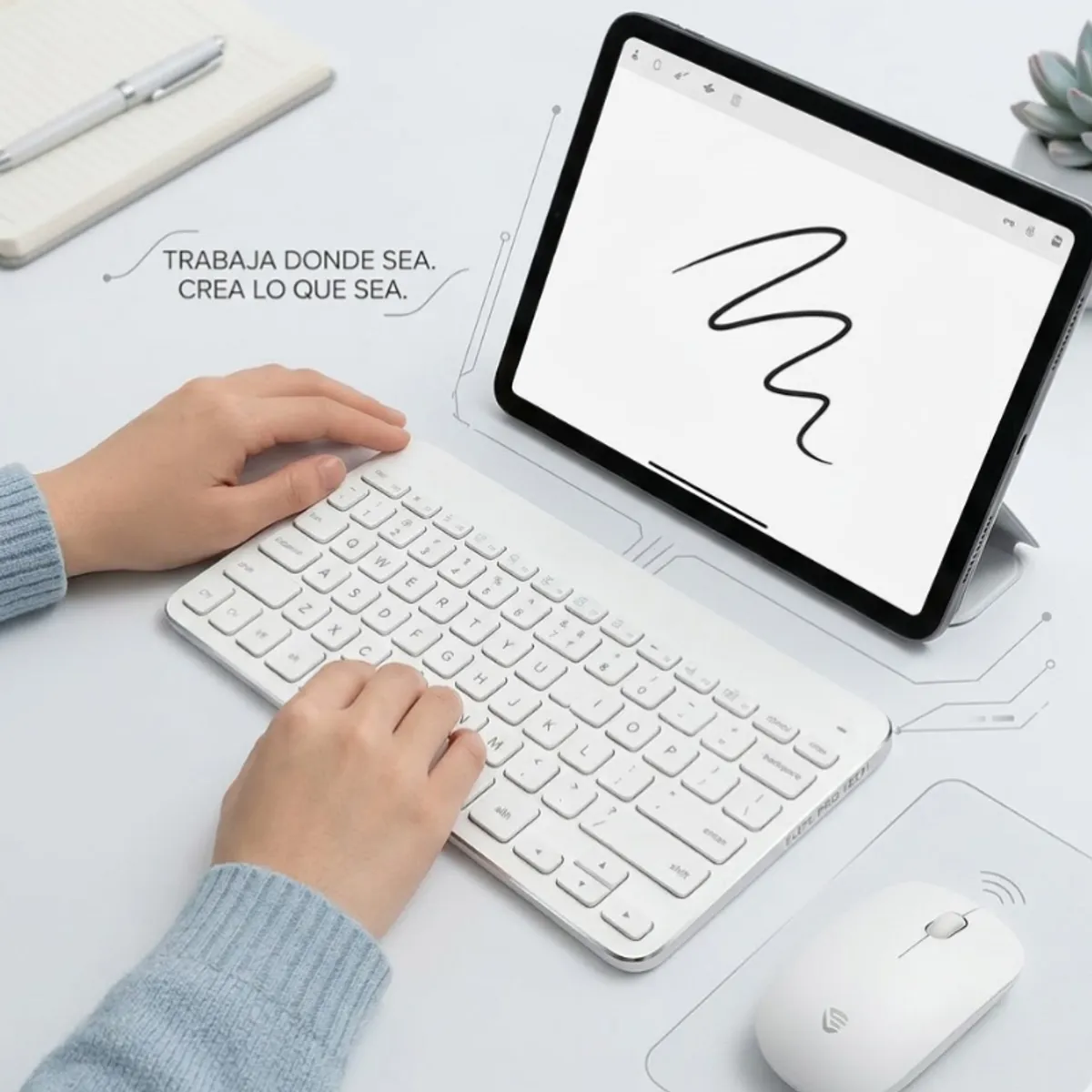GENERICO - Teclado Con Mouse Bluetooth Inalambrico Para Tablet + Lapiz Universal