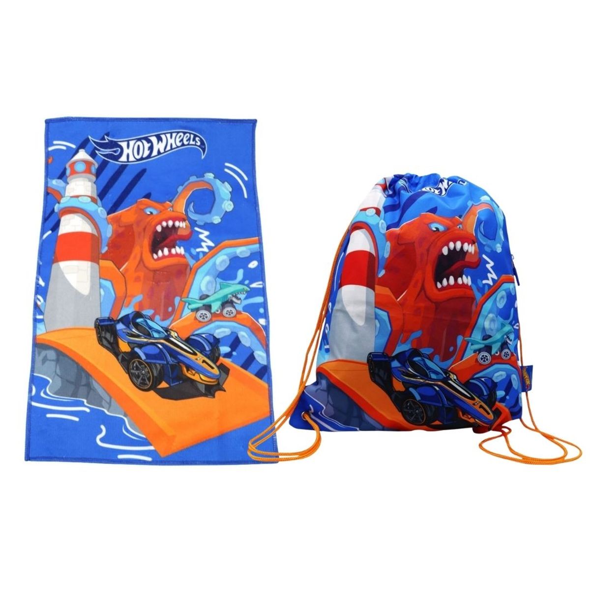 HOT WHEELS - Pack Escolar Hot Wheels Set de Toallas 28x36cm + Bolsa de Aseo 42x34 cm