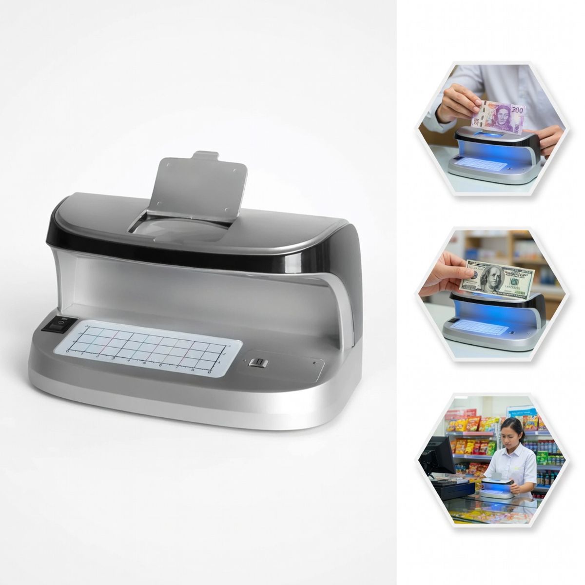 OEM - Detector de Billetes Falsos Recargable - Seguridad para Negocio UV + MG + Luz Blanca