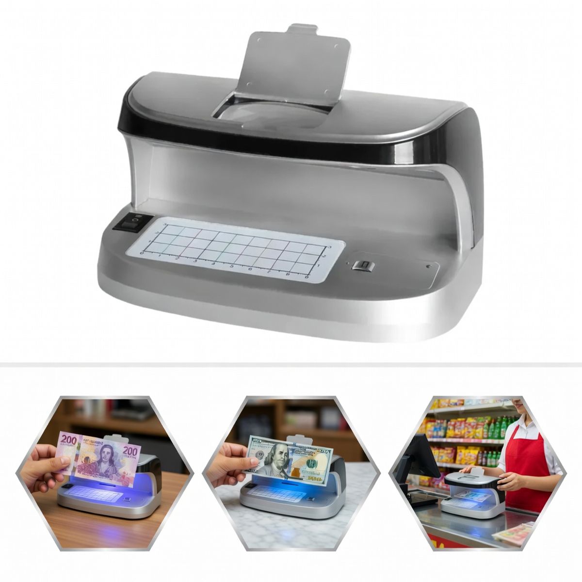 OEM - Detector de Billetes Multifunción con Batería de Litio - Verificador UVMG para Soles y Dólares
