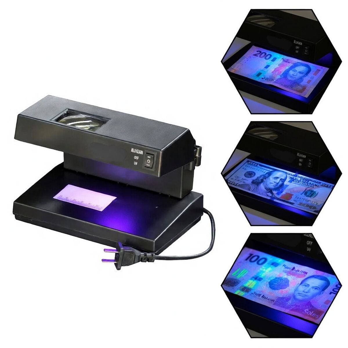 OEM - Detector de Billetes Falsos Profesional con Lupa y Luz UV - Verificador de Sello de Agua