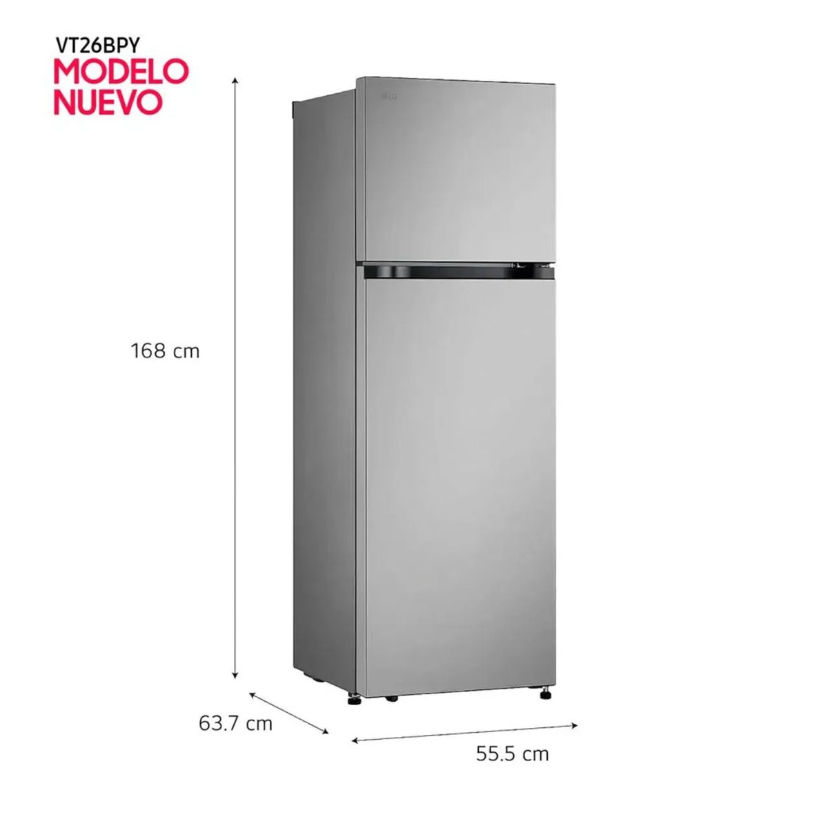 LG - REFRIGERADORA LG 264 L TOP FREEZER PLATEADO - VT26BPY