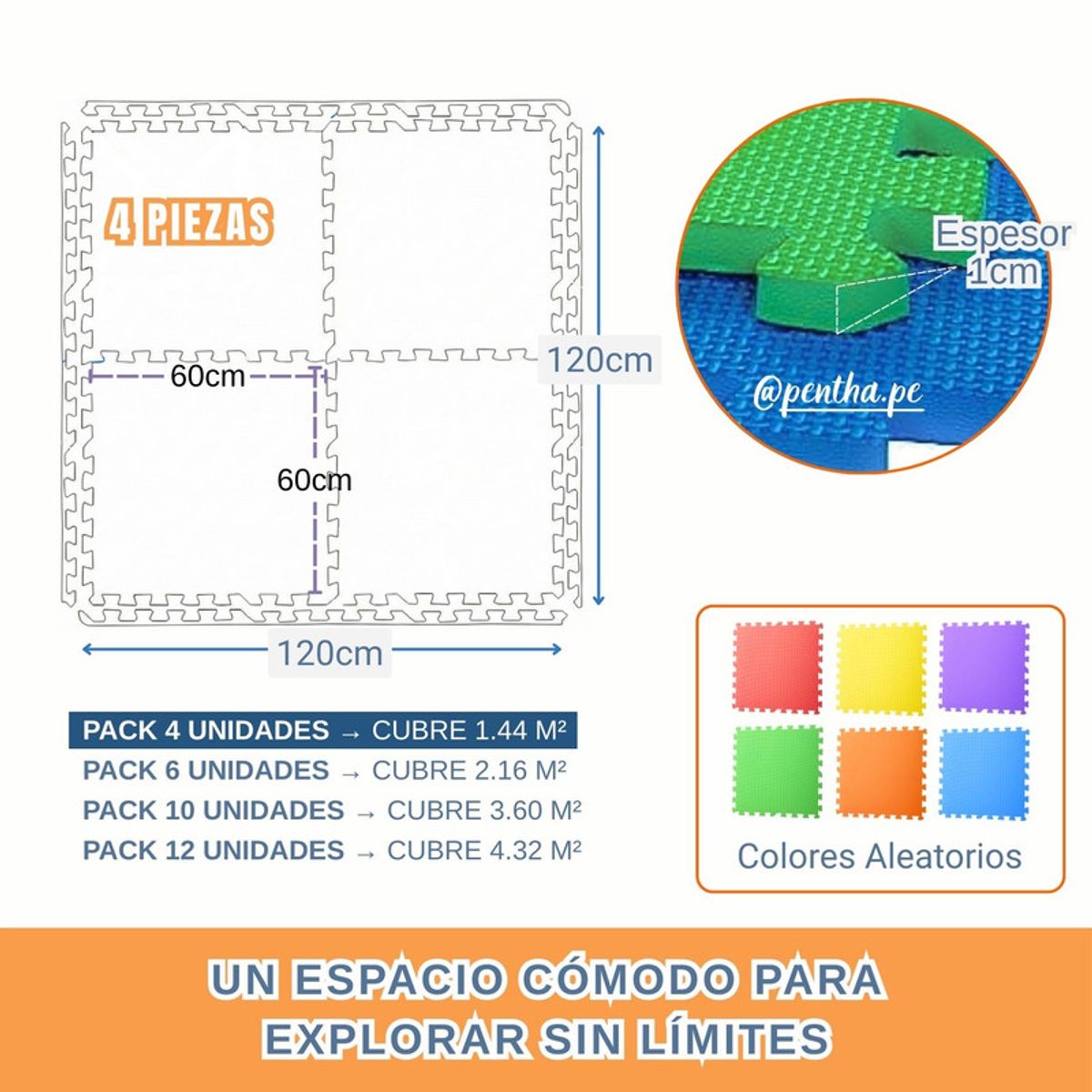 PENTHA - Piso Antigolpes EVA 60x60 Infantil Pack 4