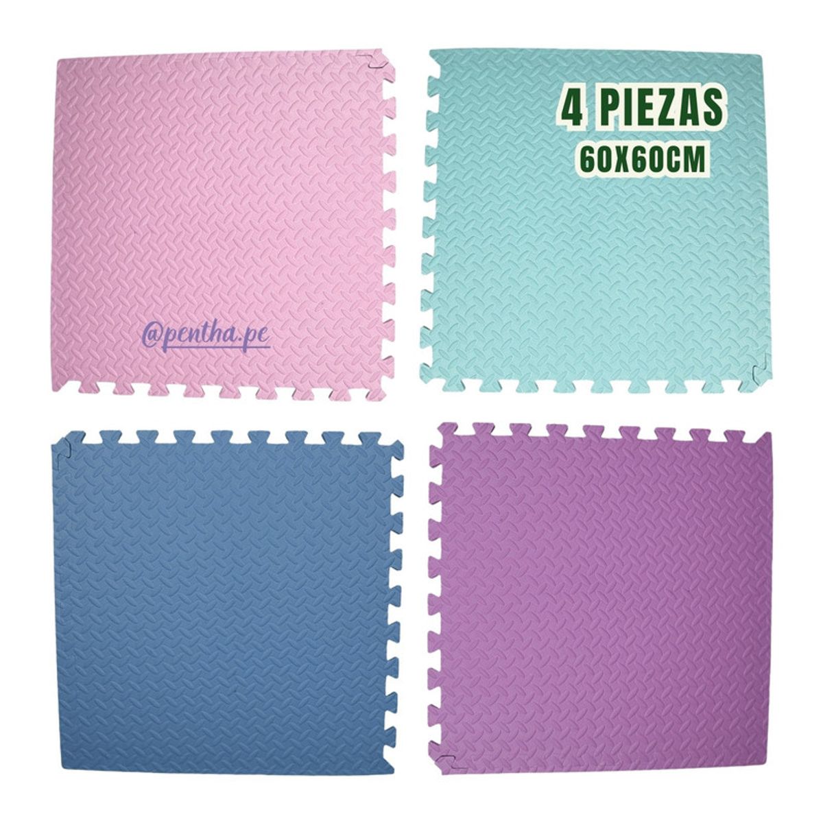 PENTHA - Piso Eva de Goma Niños 60x60x1.3cm Pack Nórdico 4 Unid