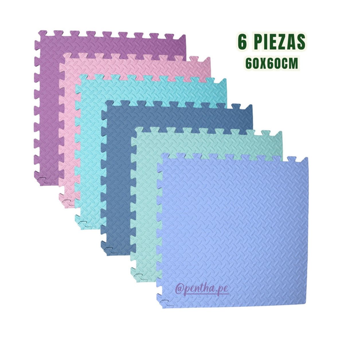 PENTHA - Piso Eva de Goma Niños 60x60x1.3cm Pack Nórdico 6 Unid