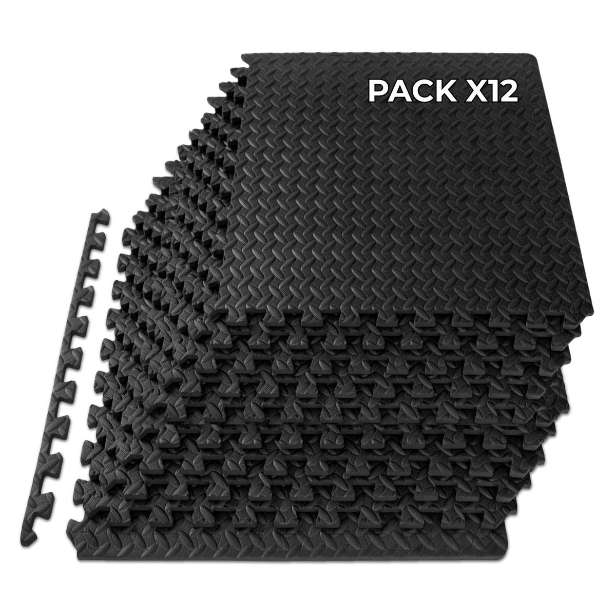 PENTHA - Piso de Goma 15mm para Gimnasio 60x60 cm Set X12