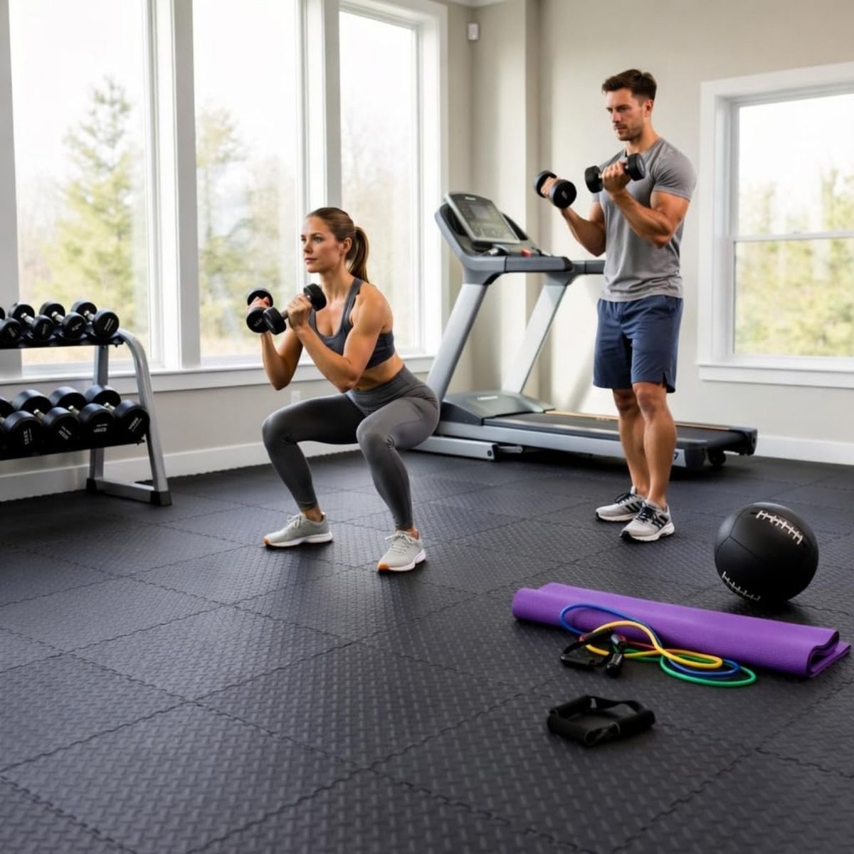 PENTHA - Piso de Goma 15mm para Gimnasio 60x60 cm Set X12