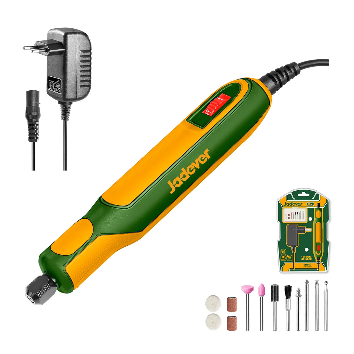 GENERICO - Mini Amoladora Dc 18v 0-22000min Con Accesorios Jadever Verde Musgo 60hz