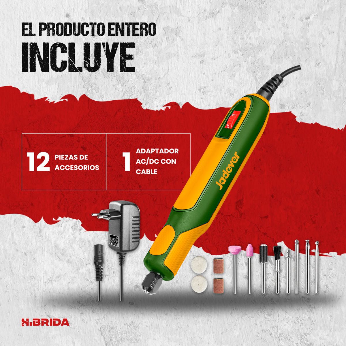 GENERICO - Mini Amoladora Dc 18v 0-22000min Con Accesorios Jadever Verde Musgo 60hz