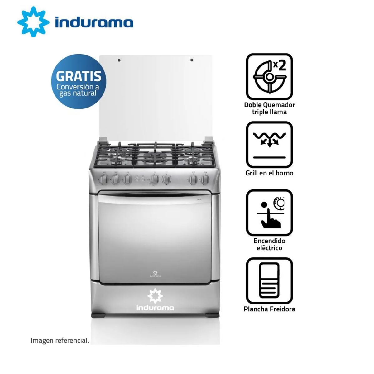 INDURAMA - Cocina Indurama de 5 Quemadores Firenze Zafiro