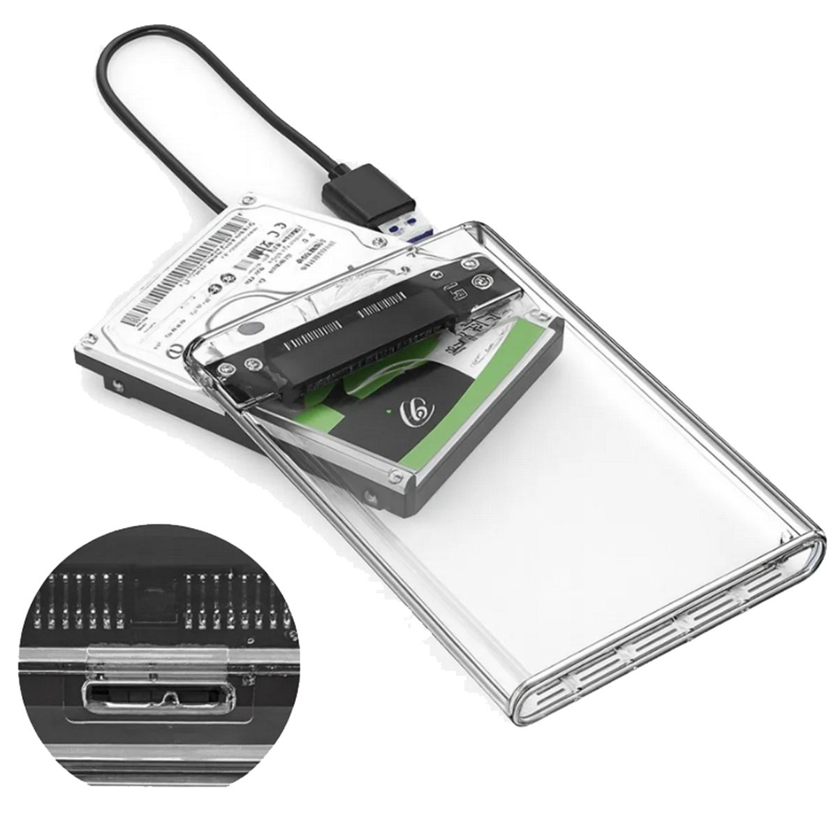 SEISA - Case Disco Duro Externo 2.5 Seisa Transparente USB 3.0 SATA SSD HDD