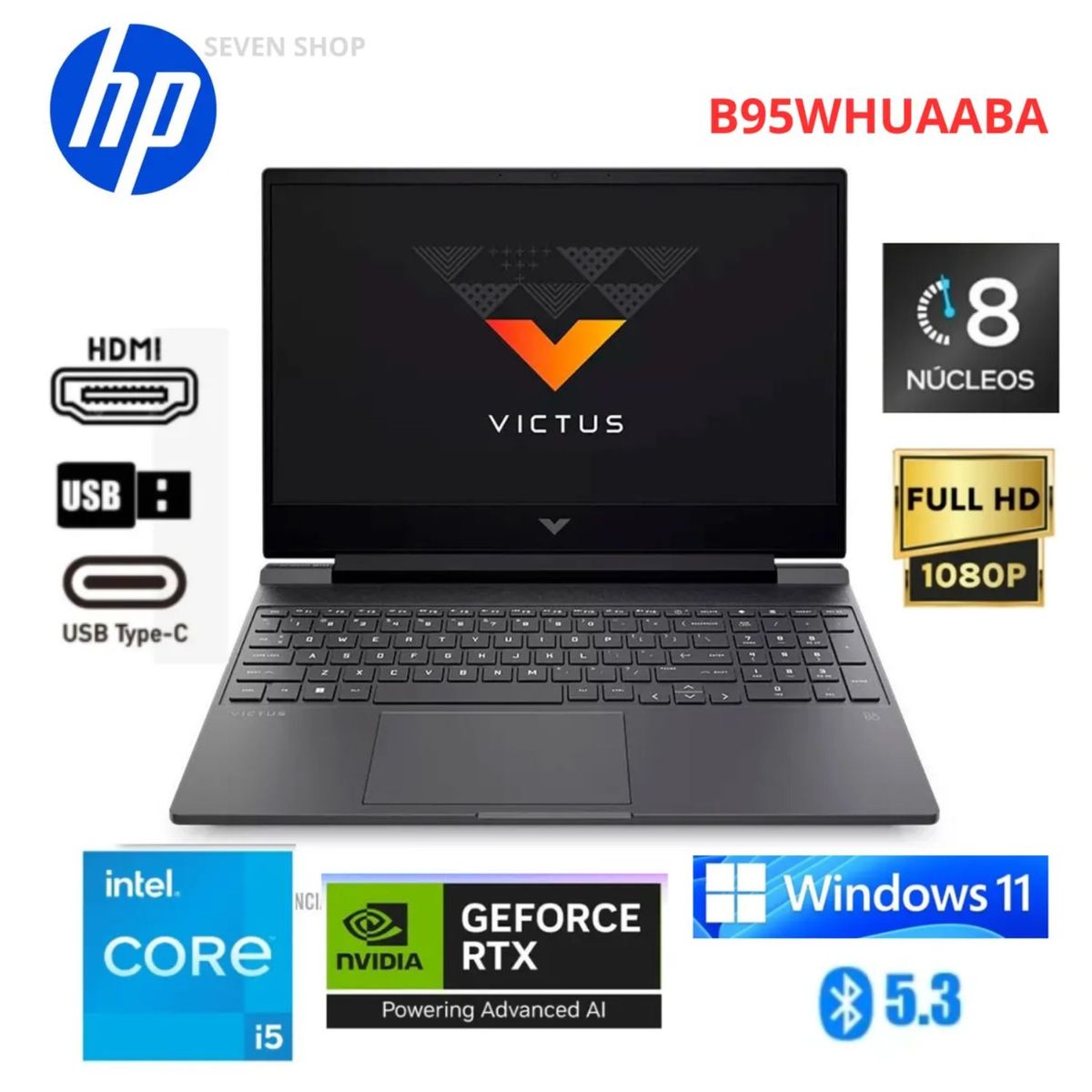 HP - Laptop HP Victus 15-FA2013DX 15.6” FHD 144Hz Intel Core i5- 8GB RAM 512GB SSD RTX 3050 6GB