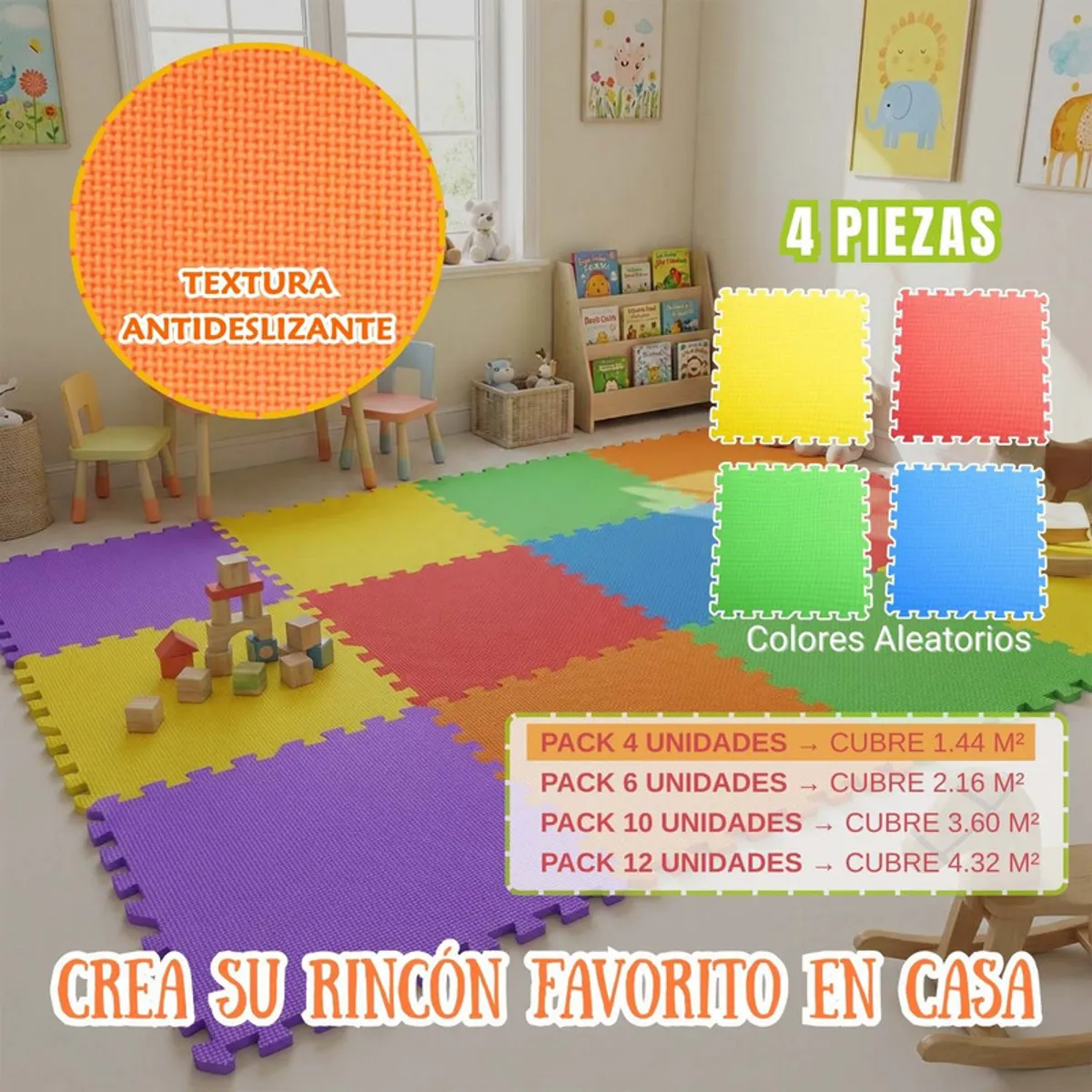 PENTHA - Piso EVA para Niños Armado Rápido 60x60 Pack 4