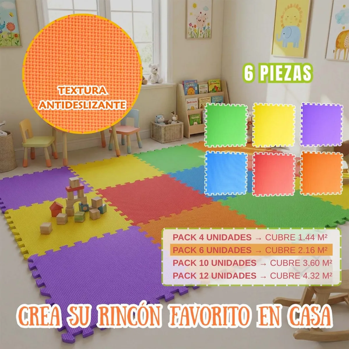 PENTHA - Piso EVA para Niños Armado Rápido 60x60 Pack 6