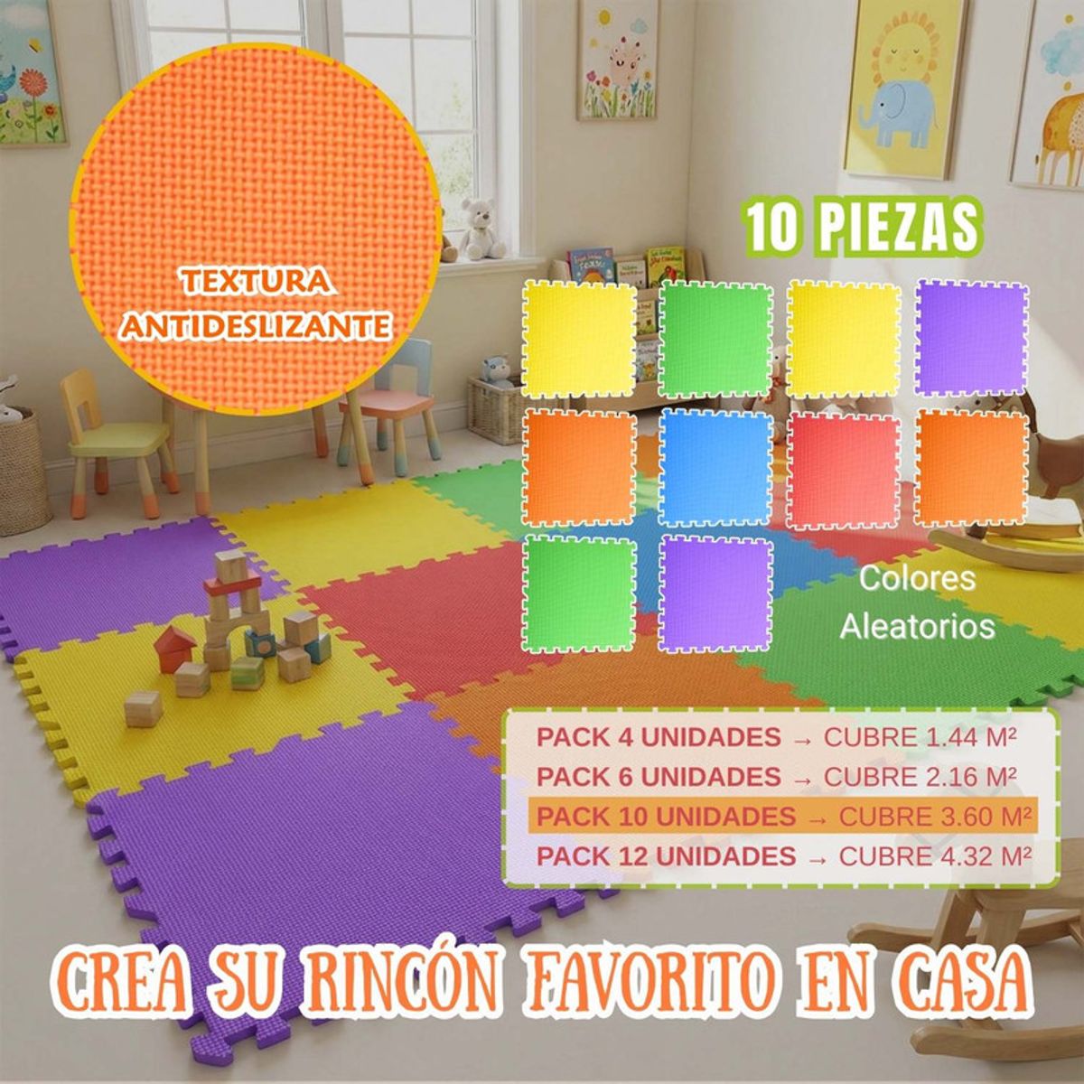 PENTHA - Piso EVA para Niños Armado Rápido 60x60 Pack 10