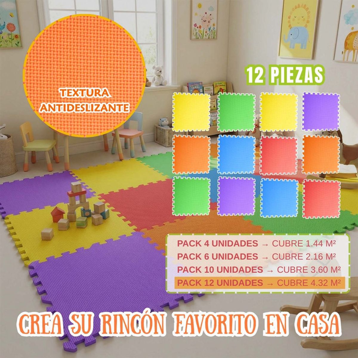 PENTHA - Piso EVA para Niños Armado Rápido 60x60 Pack 12