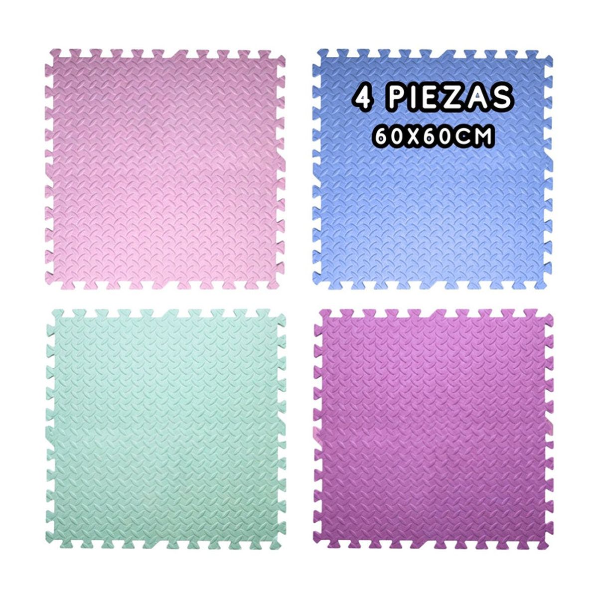 PENTHA - Piso EVA Puzzle 60x60 1.3cm Pack 4 Colores Pastel Suave