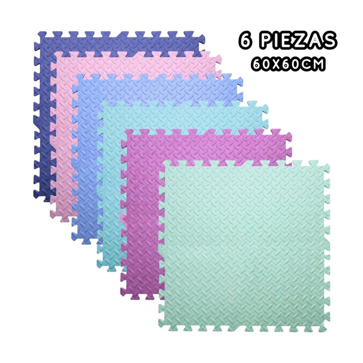 PENTHA - Piso EVA Puzzle 60x60 1.3cm Pack 6 Colores Pastel Suave