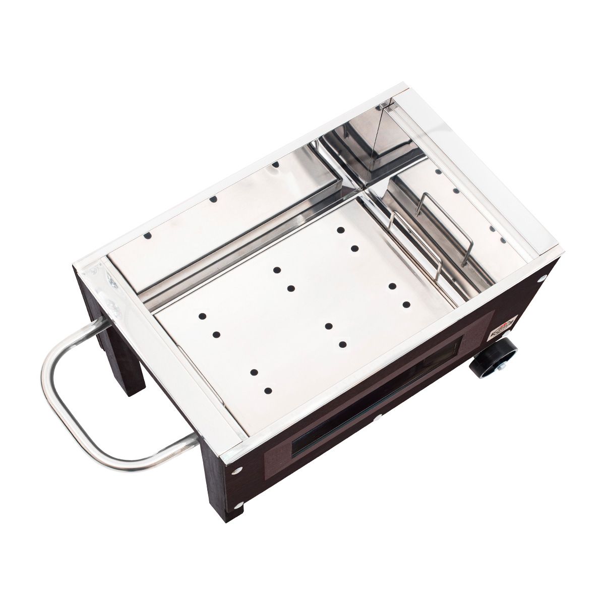 MEAT MASTER - CAJA CHINA MASTER BLACK JUNIOR C VIDRIO + PARRILLA LEVADIZA + TERMÓMETRO + FUNDA