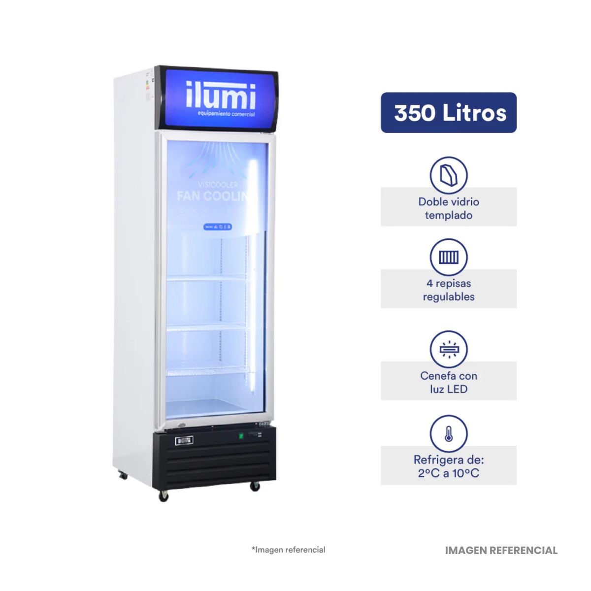 ILUMI - Visicooler Ilumi 350L Fan Cooling Sin Escarcha - BC-3500FC
