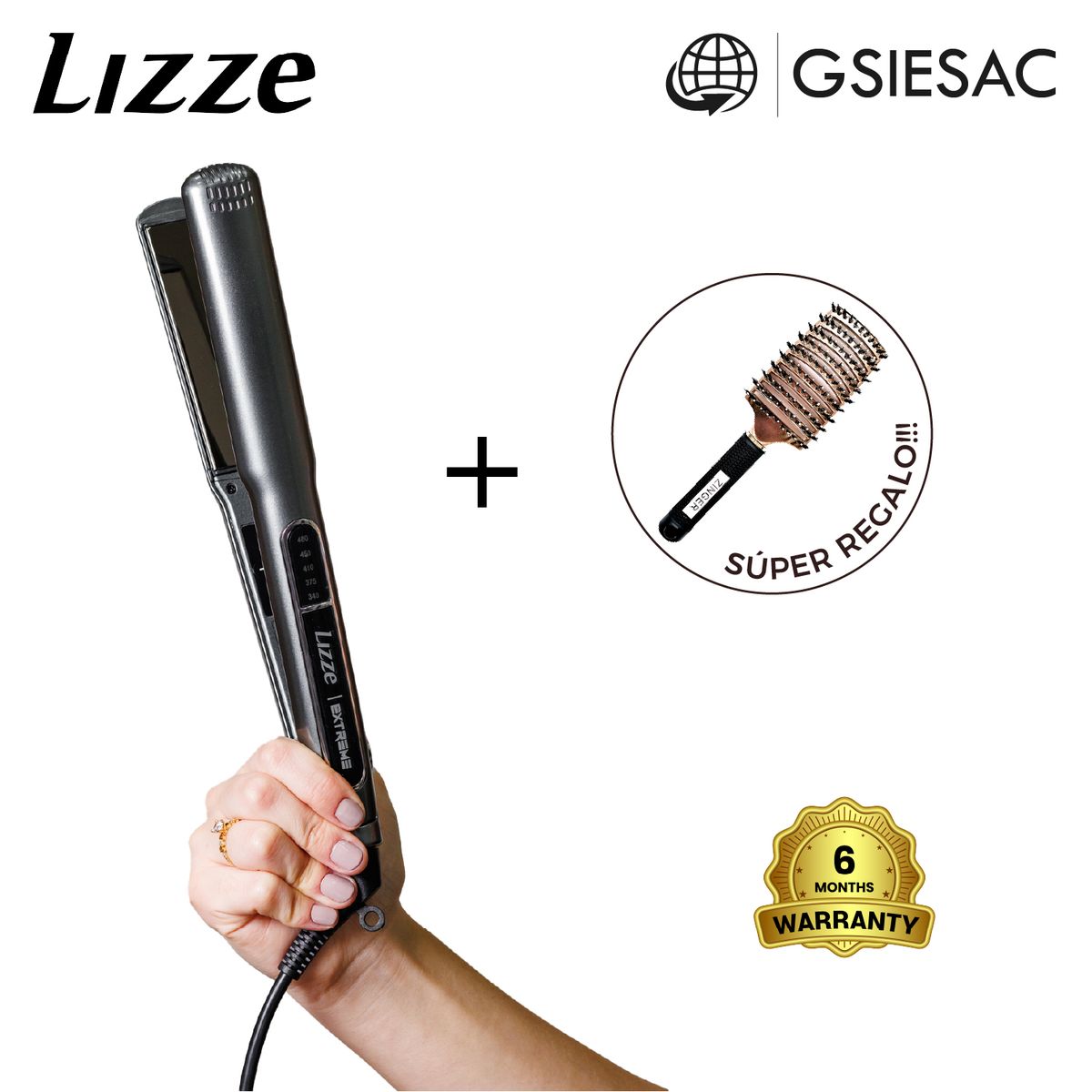 LIZZE - LIZZE PACK PLANCHA EXTREME 480°F + CEPILLO ESQUELETO DORADO