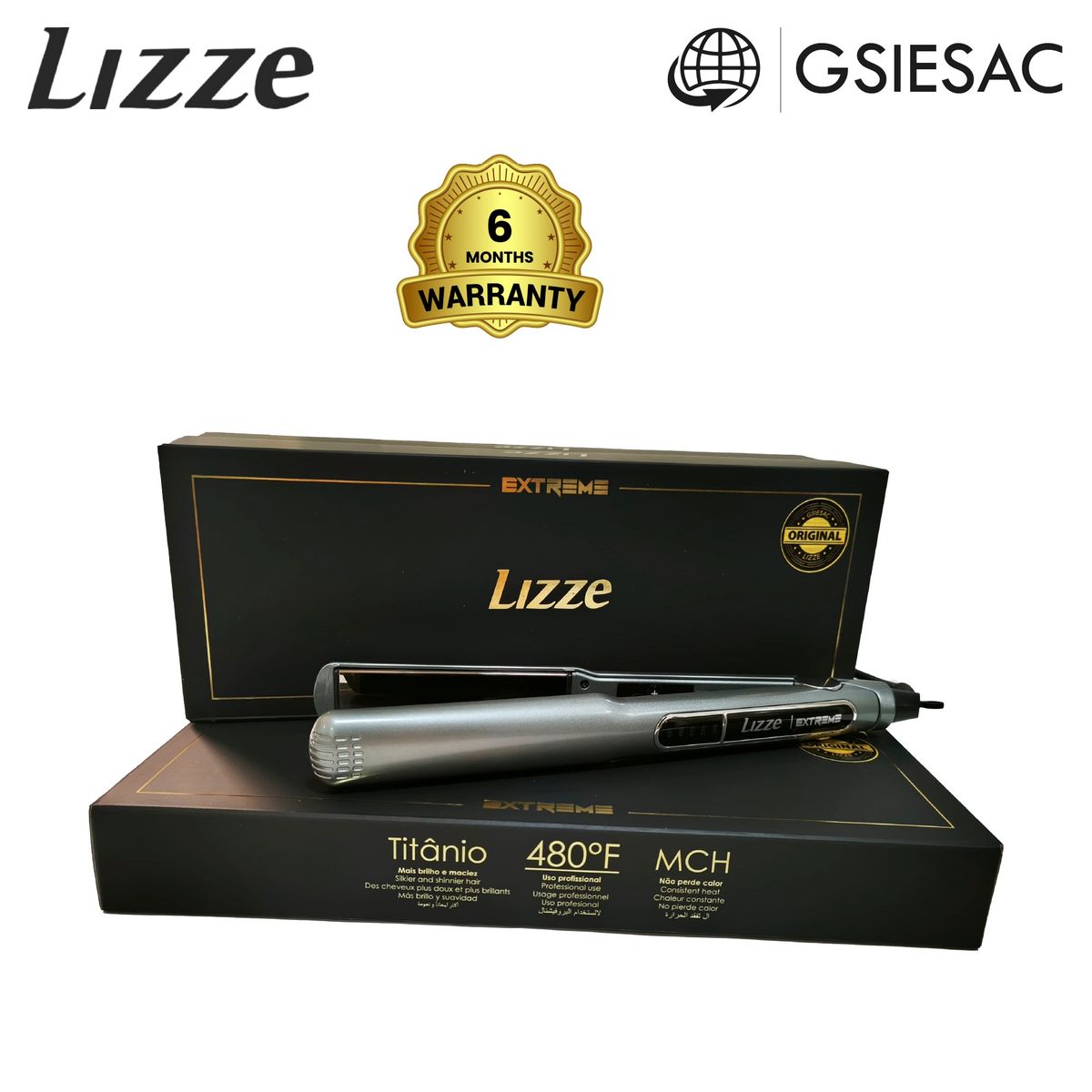 LIZZE - LIZZE PACK PLANCHA EXTREME 480°F + CEPILLO ESQUELETO DORADO