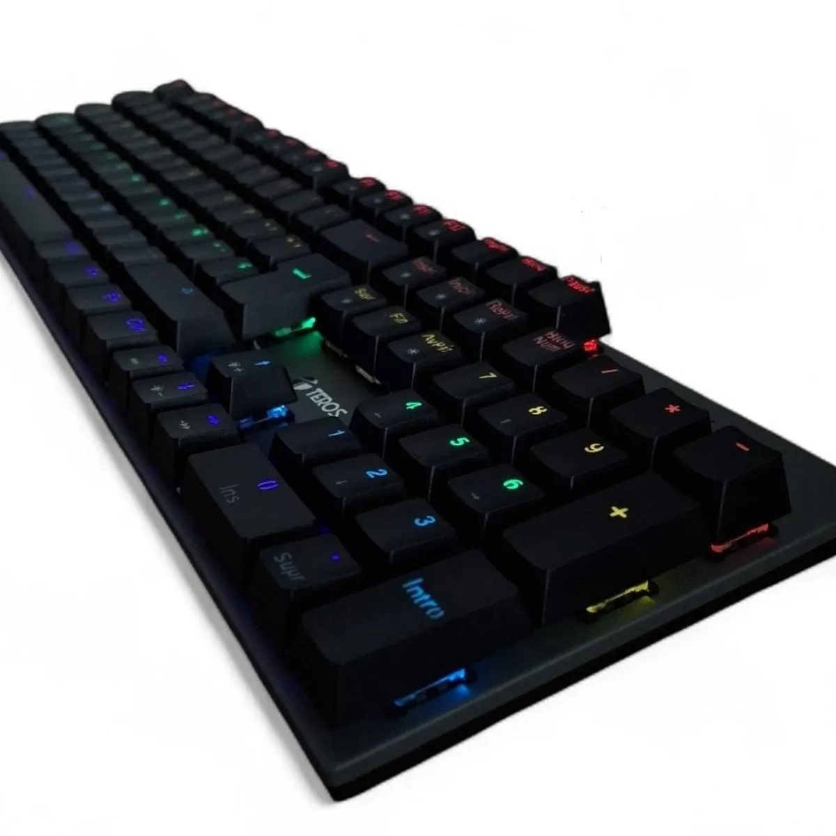 TEROS - Teclado Mecánico TEROS TE-4074G - Español - Retroiluminación Rainbow -  Negro