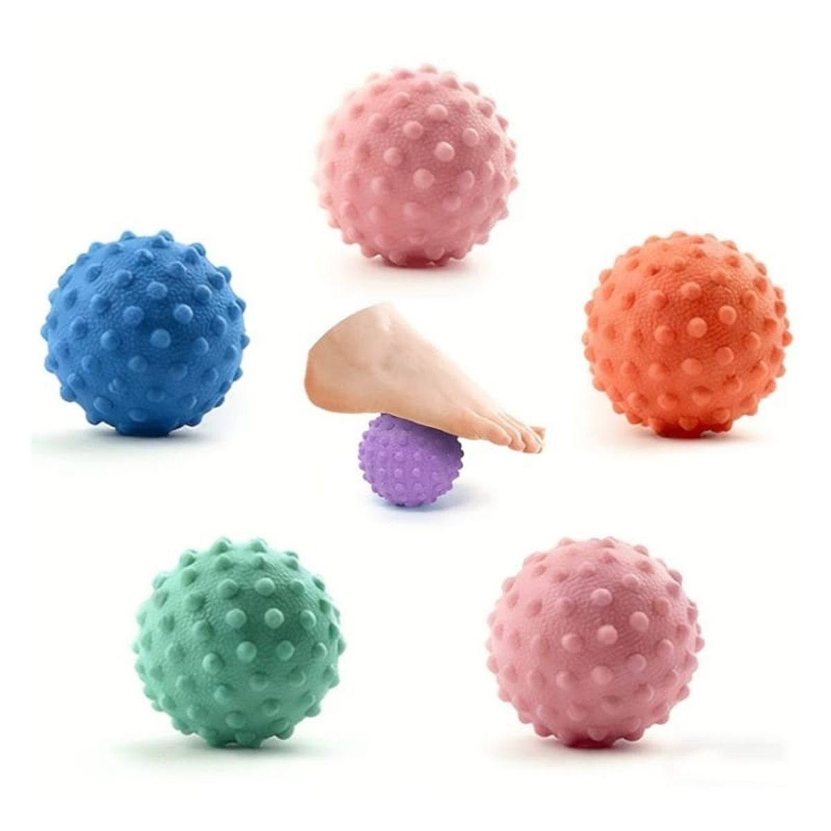 GENERICO - PELOTAS ANTISTRÉSS MASAJE NIVEL DE RESISTENCIA 3 CON PROTUBERANCIAS YOGA DEPORTE