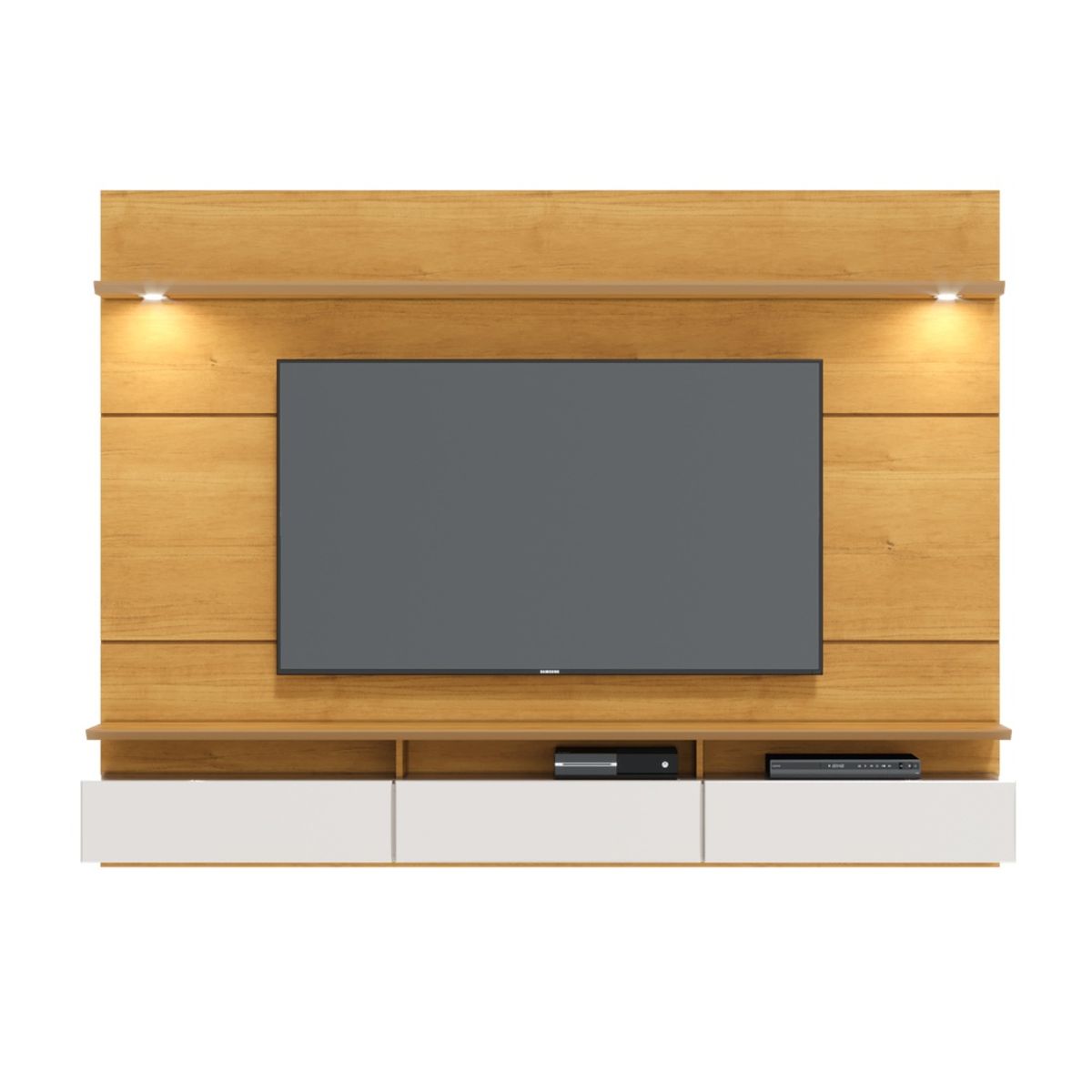 PAZART MUEBLES - CENTRO DE ENTRETENIMIENTO PANEL DECORE LED DELUXE 2.2 NATURE & OFF WHITE