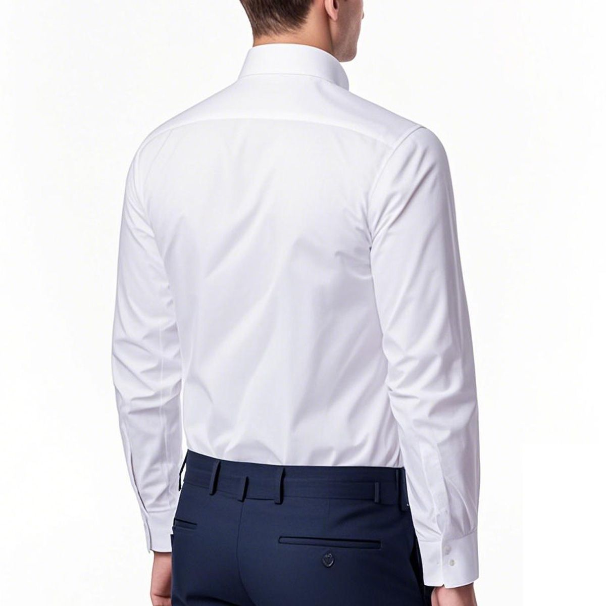 DENISASAA - Camisa de traje casual de manga larga de color liso para hombre