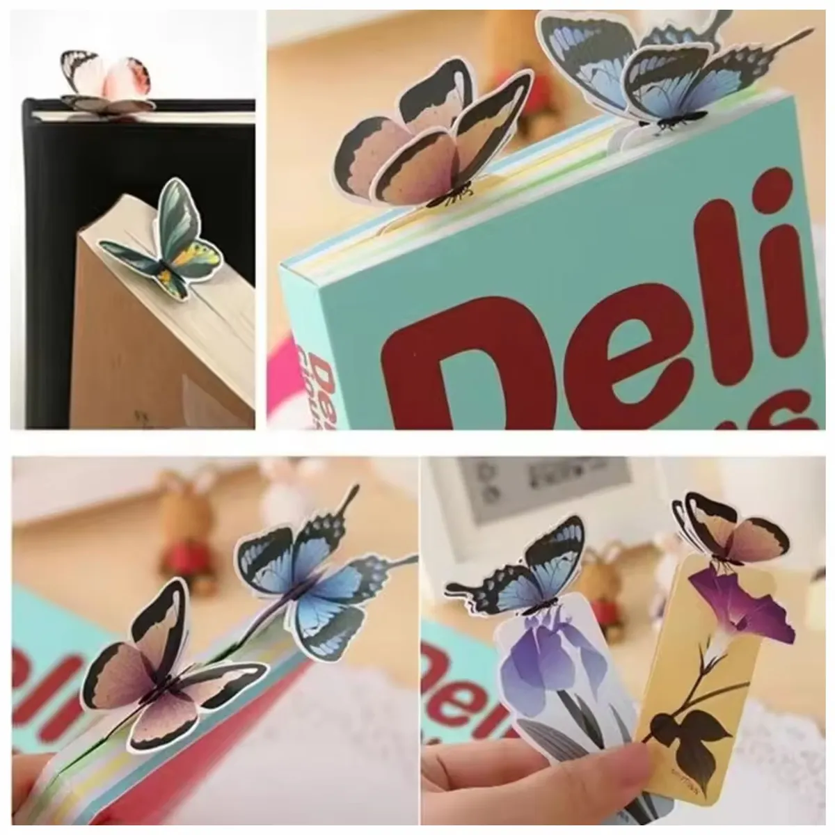 GENERICO - Pack 3 Separador Páginas Marcador Libros Mariposa 3D Artístico Decoración