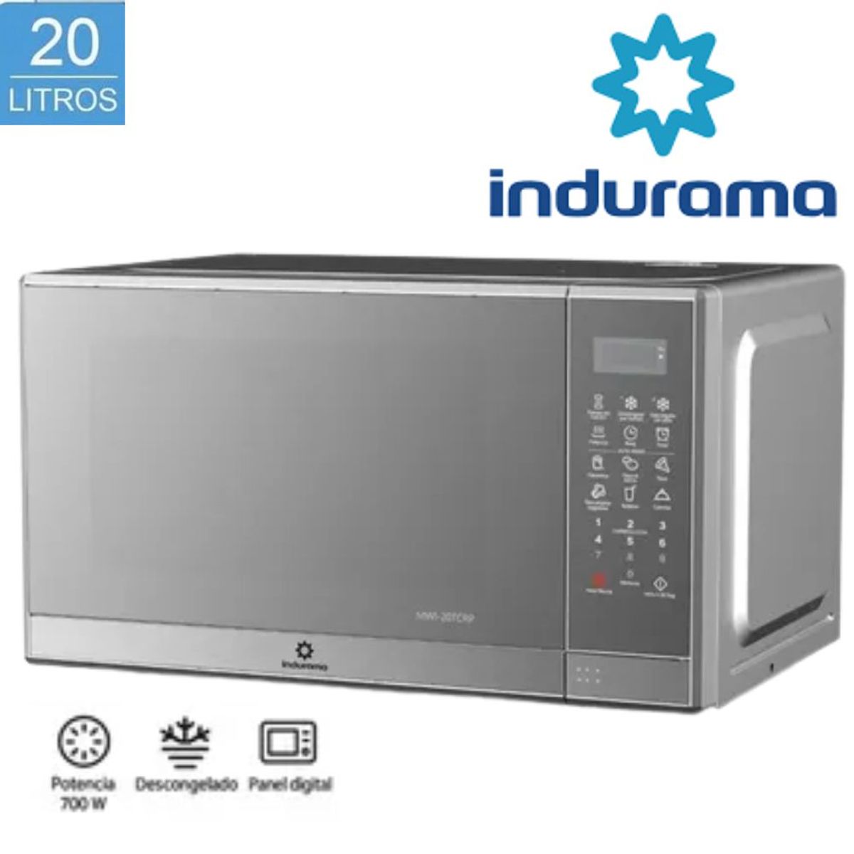 INDURAMA - HORNO MICROONDAS INDURAMA 20L COLOR CROMA MOD MWI-20TCRP