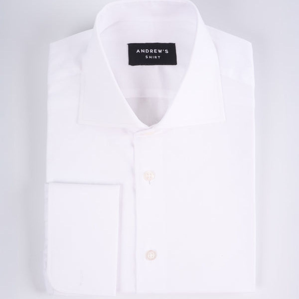 ANDREW'S TIES - Camisa Vestir Oxford - Cuello Italiano  gemelo redondo regular blanco