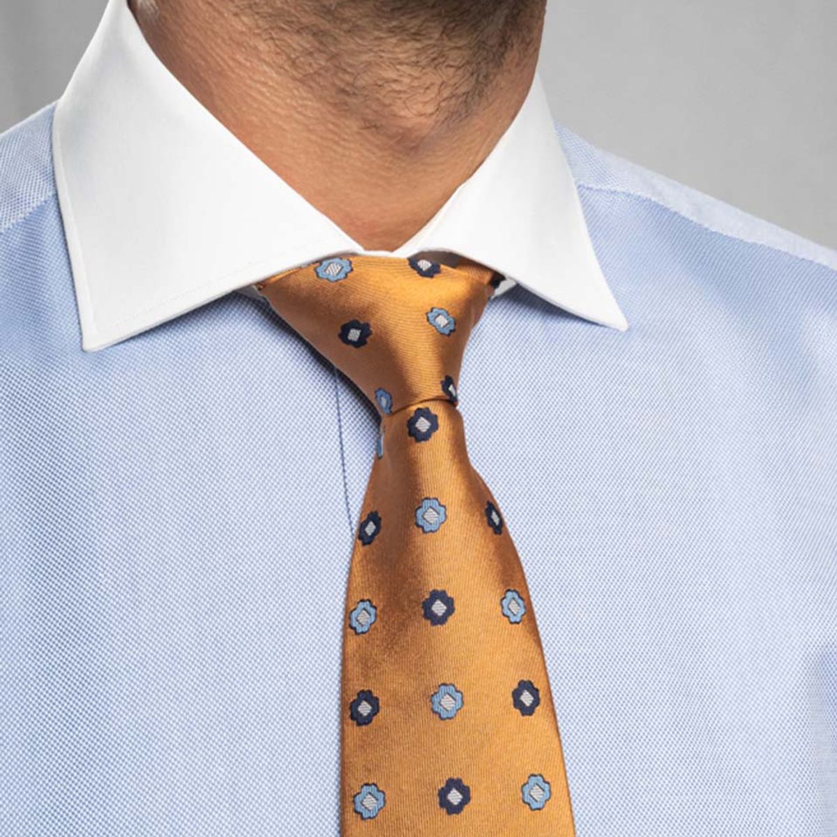 ANDREW'S TIES - Camisa Vestir - Celeste Tela Premium - Cuello y puño simple Blanco