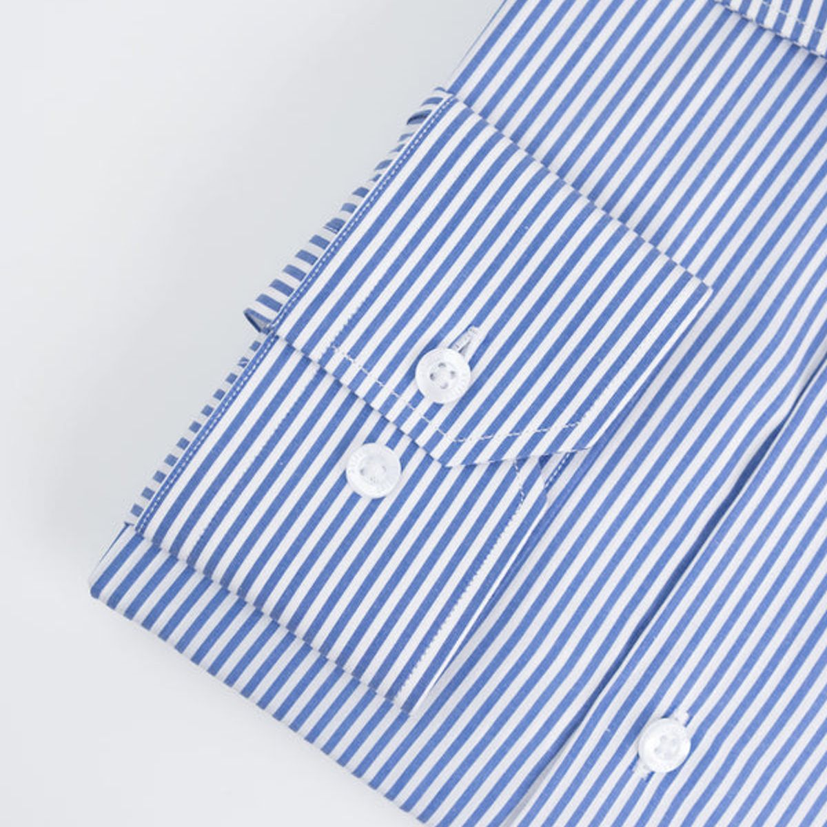 ANDREW'S TIES - Camisa Vestir - Azulino con rayas blancas puño simple