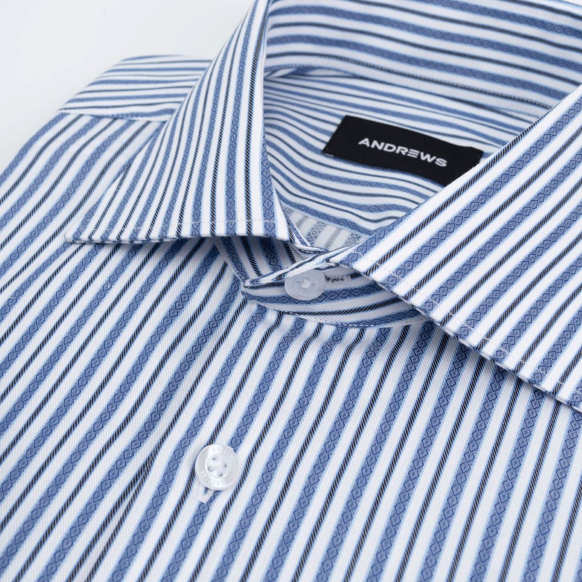 Andrew'S Ties - Camisa Vestir - A rayas con diseños azules puño simple