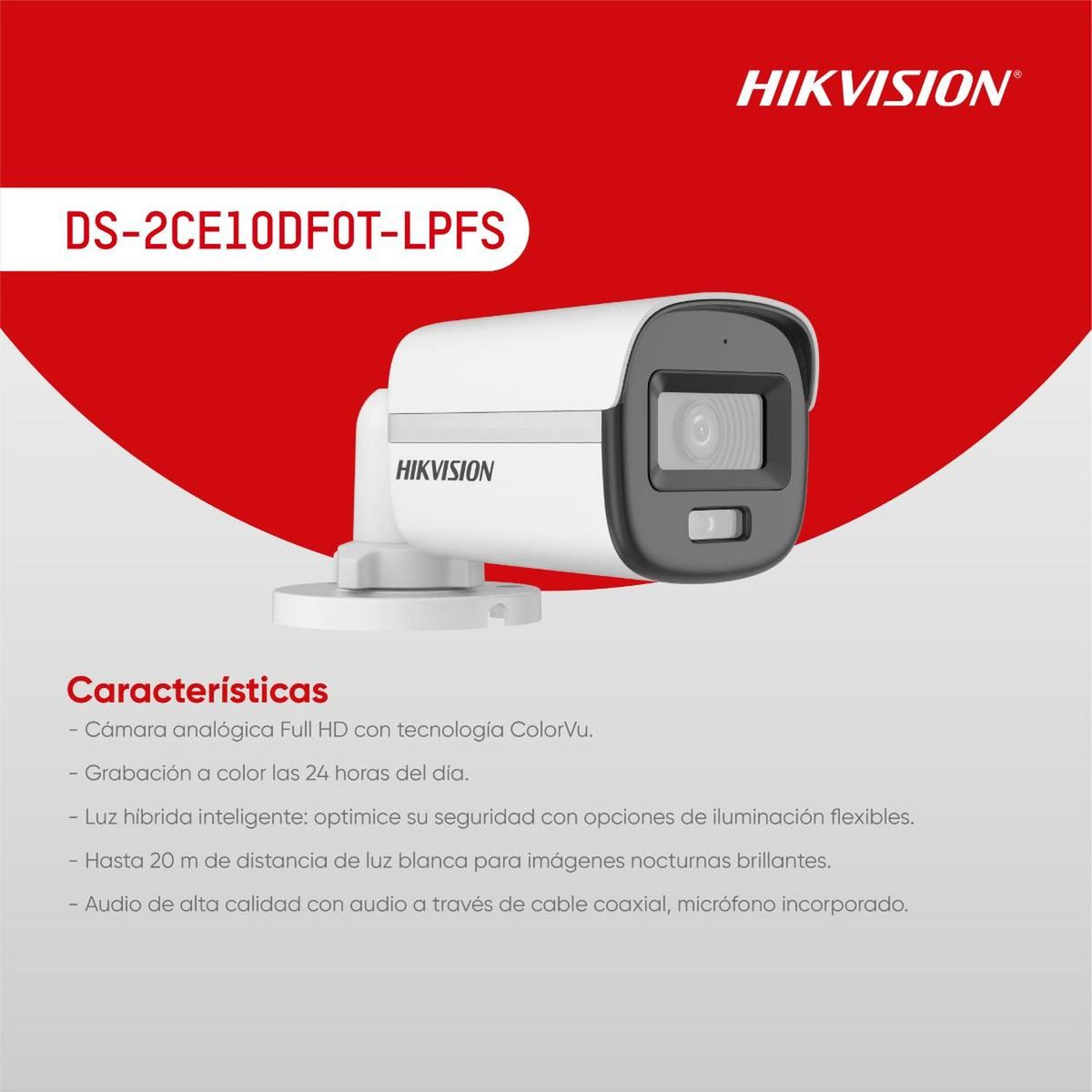 HIKVISION - Hikvision Cámara colorVu 2Mp con audio
