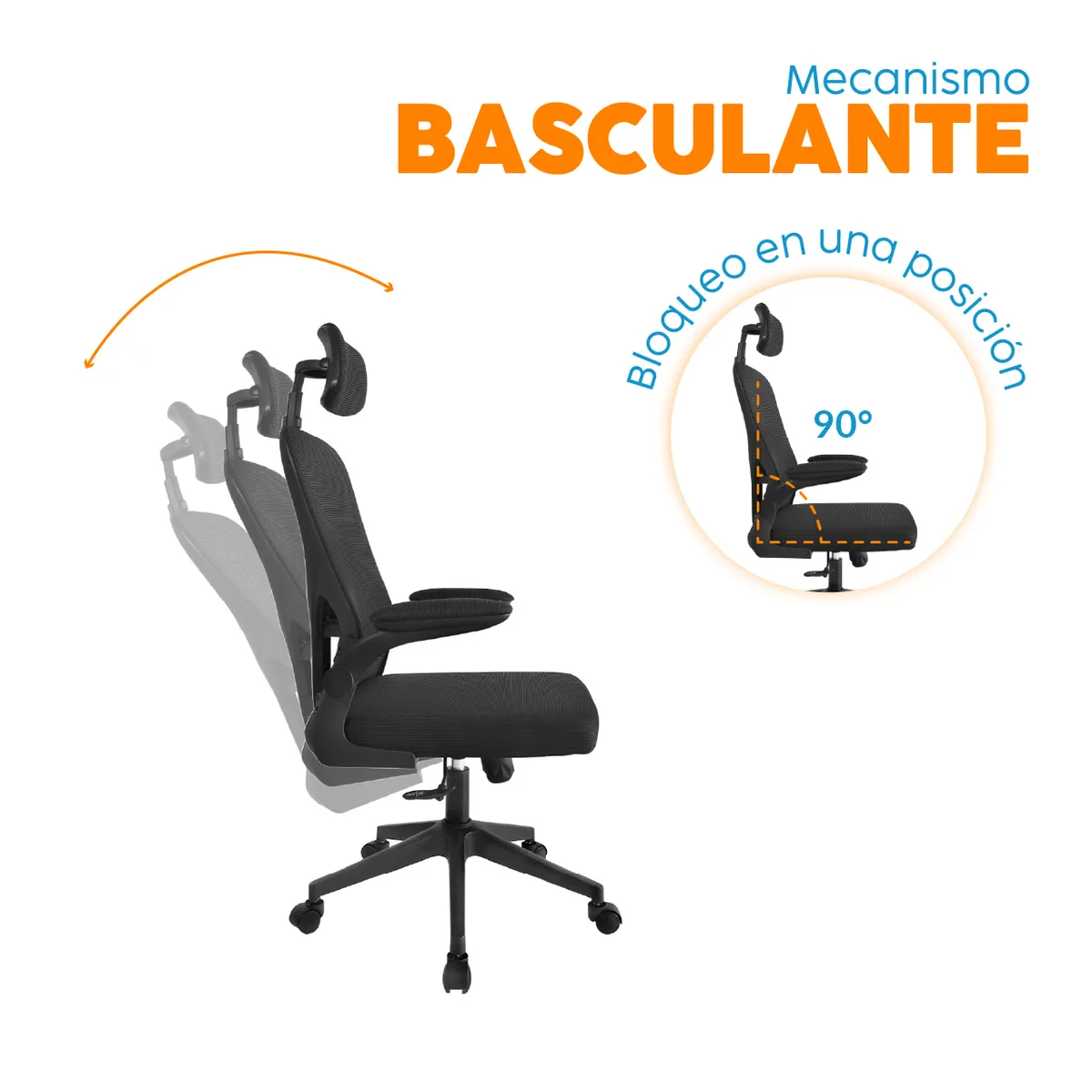 BONNO - Silla de Escritorio con Cabecero Zad CS Negro Bonno
