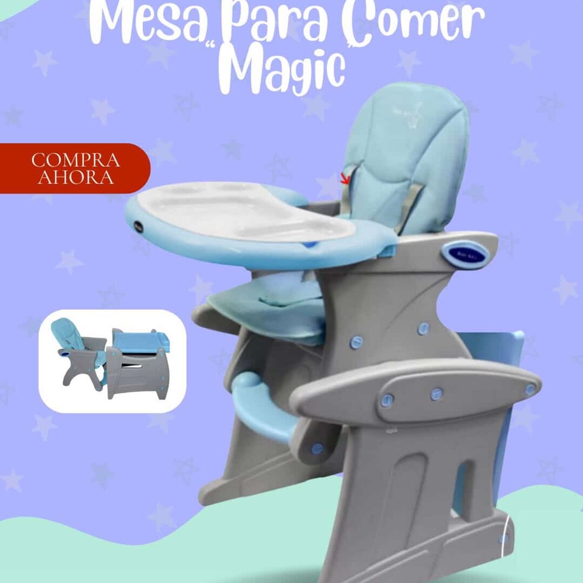 GENERICO - SILLA MESA DE COMER MODELO MAGIC COLOR CELESTE - PREMIUN