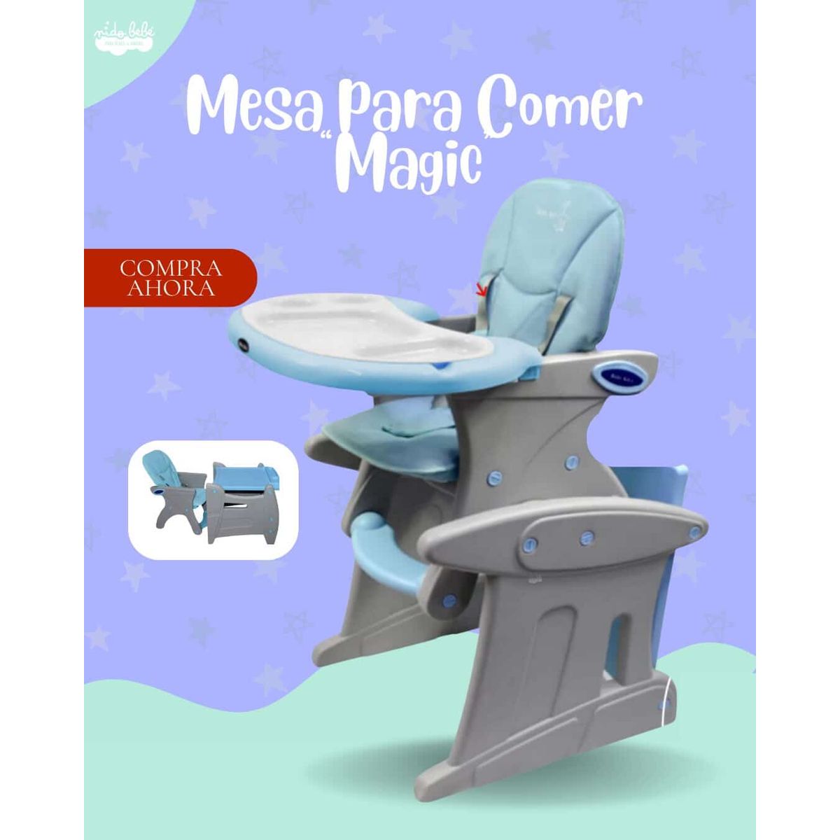GENERICO - SILLA MESA DE COMER MODELO MAGIC COLOR CELESTE - PREMIUN