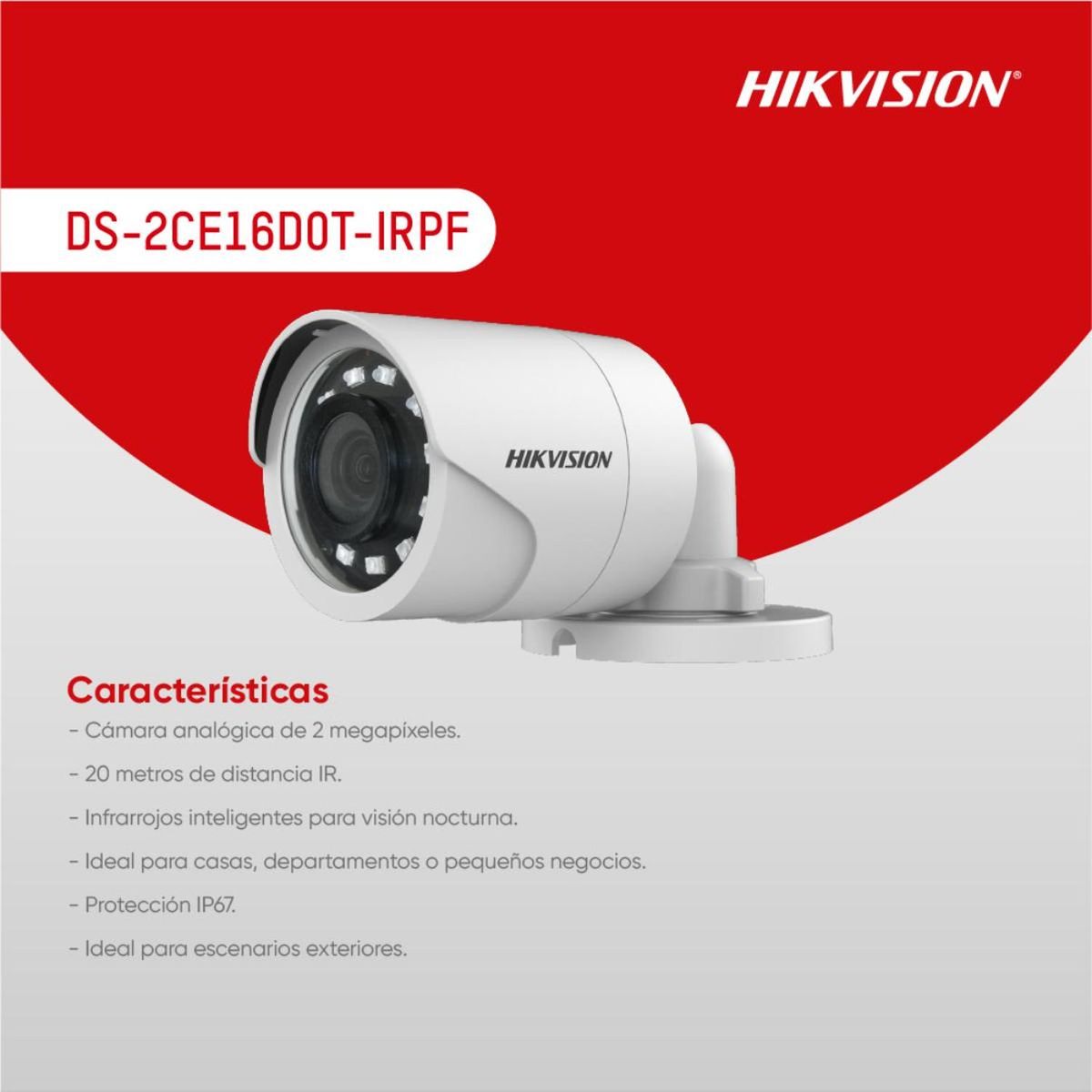 HIKVISION - Hikvision Cámara 2MP Infrarroja