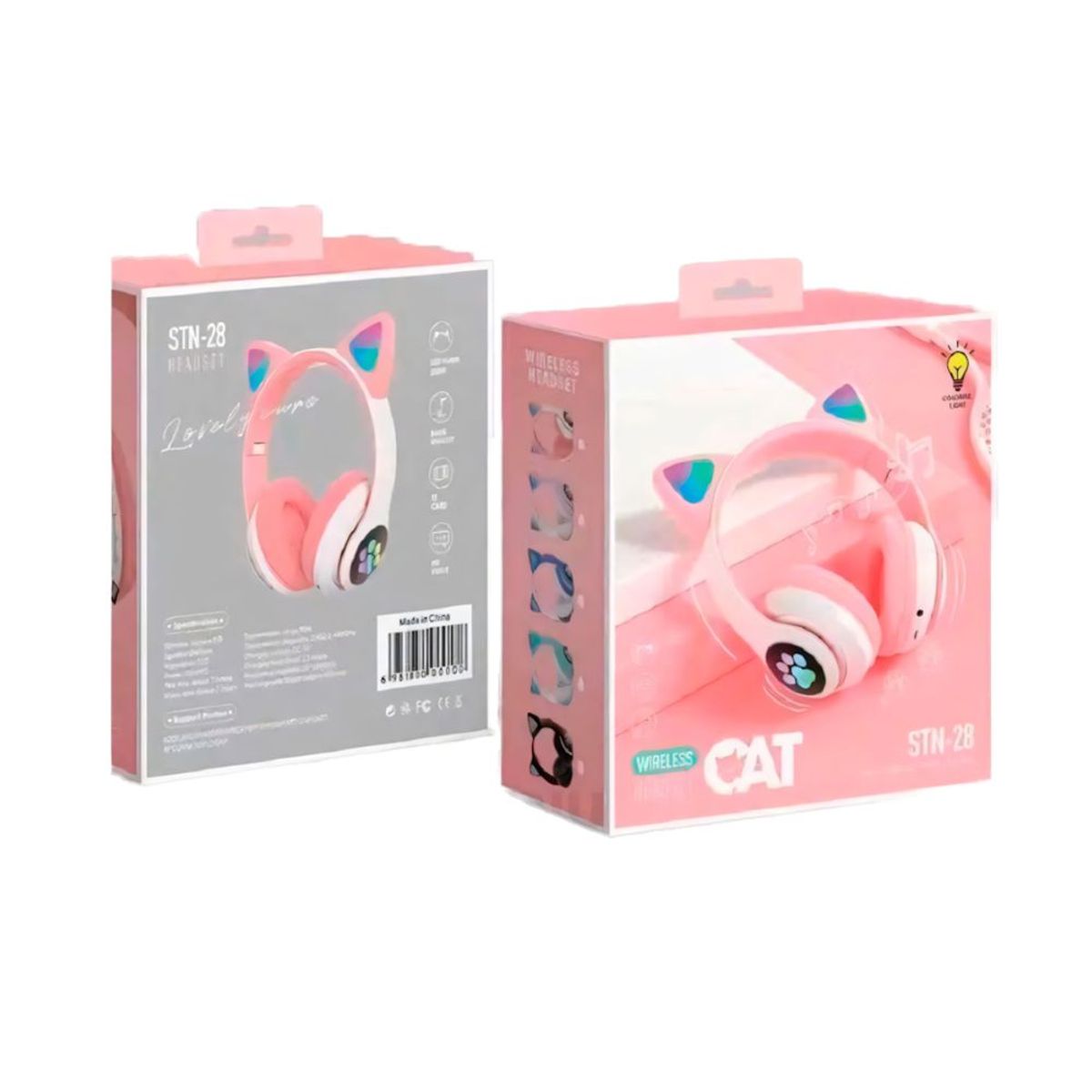 GENERICO - AUDIFONOS OREJAS DE GATO STN-28 CON LUCES LED