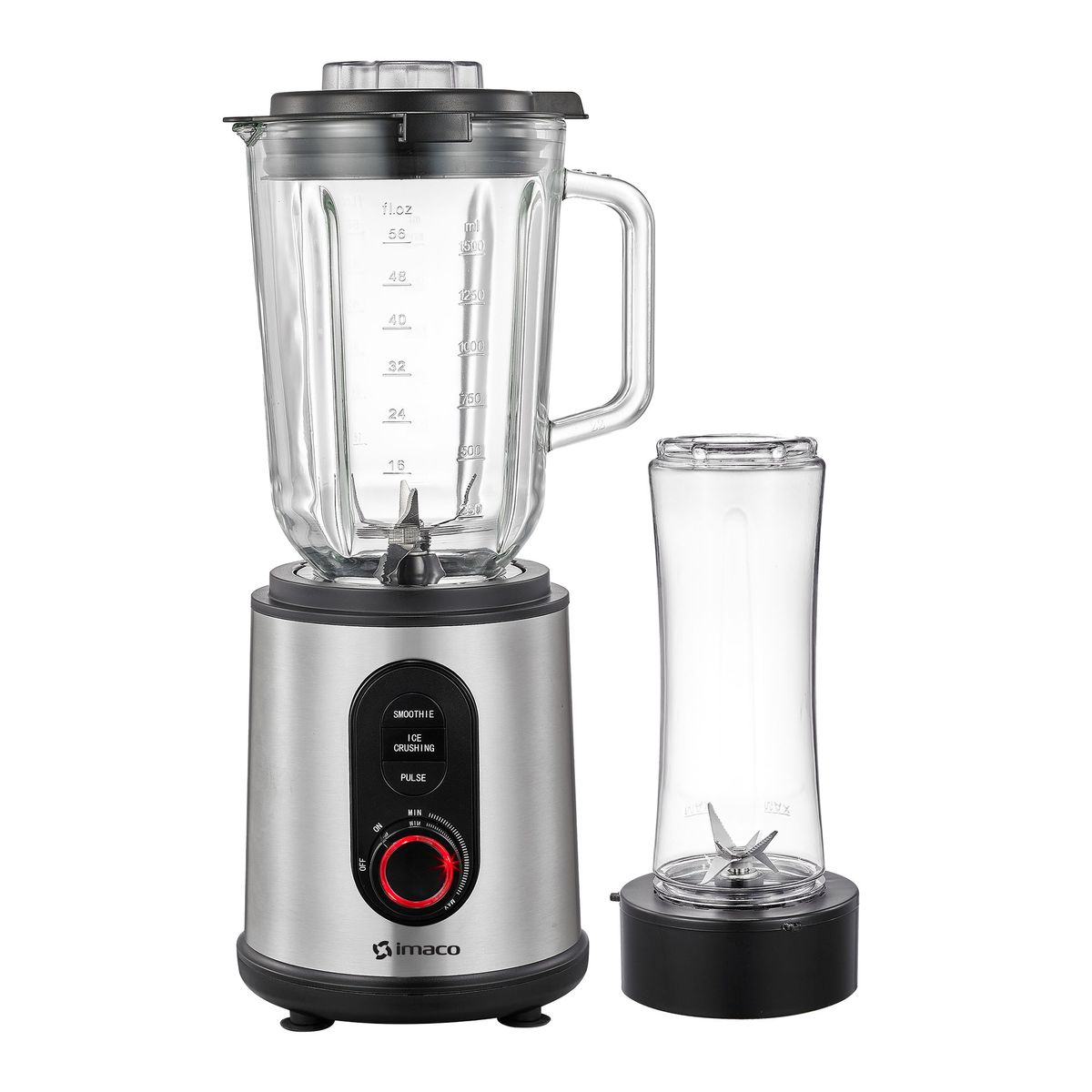 Imaco - Licuadora Acero 1.5 litros 1200w v/v + vaso to go BLS1260 Imaco